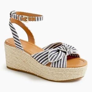 J CREW Nautical Striped Canvas Bow Espadrilles